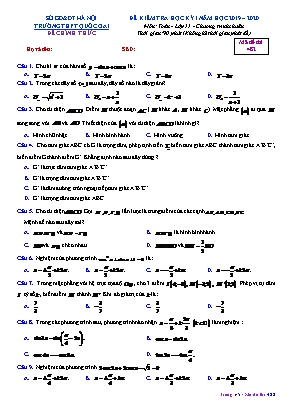 Đề kiểm tra học kỳ I môn Toán Lớp 11 (Chương trình chuẩn) - Mã đề 482 - Năm học 2019-2020 - Trường THPT Quốc Oai